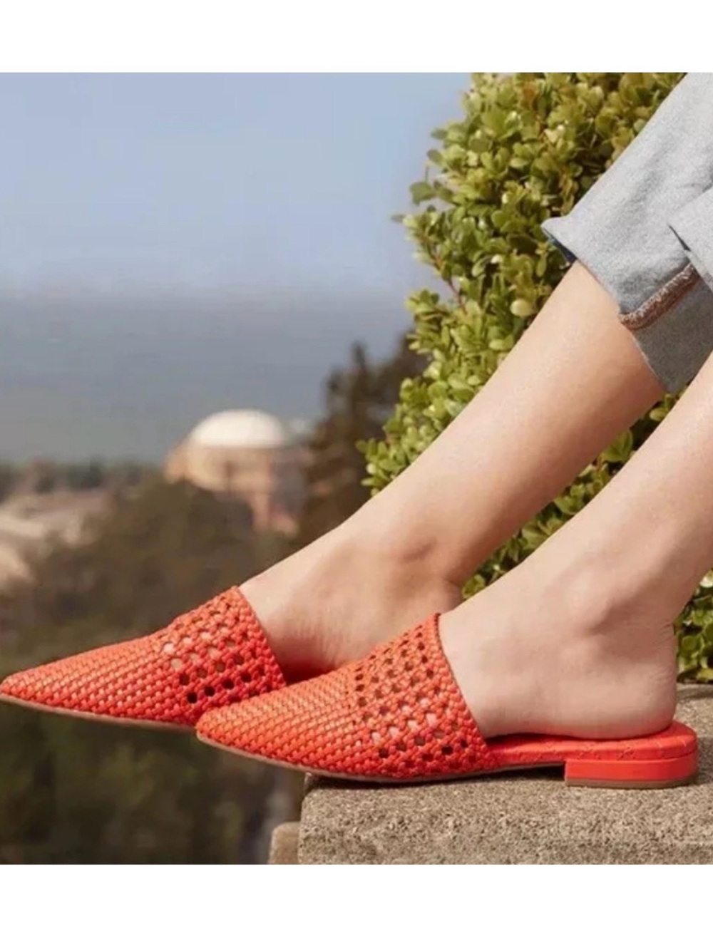 Birdies The Dove Lattice Slip On Mules Burnt Orange Womens 7.5 Pointed Toe
